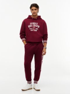 Relaxed Fit Embroidered Logo Hoodie — Burgundy 2