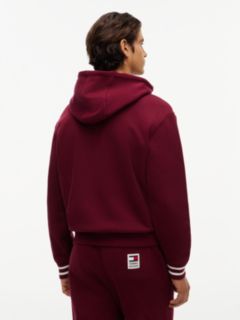Relaxed Fit Embroidered Logo Hoodie — Burgundy 5