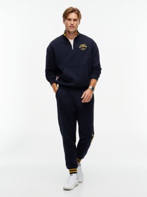 Мужская толстовка Tommy Hilfiger Embroidered Logo Quarter-Zip, цвет: Тёмно-синий — фото 2