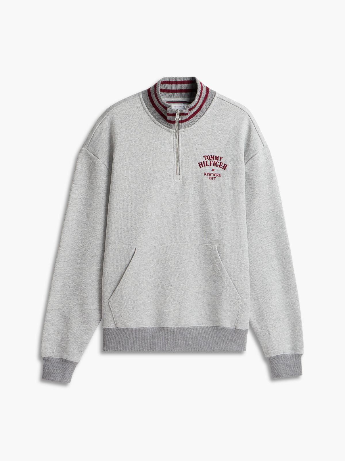 Embroidered Logo Quarter-Zip Sweatshirt — Grey Heather