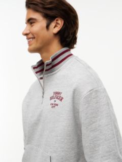 Embroidered Logo Quarter-Zip Sweatshirt — Grey Heather 3