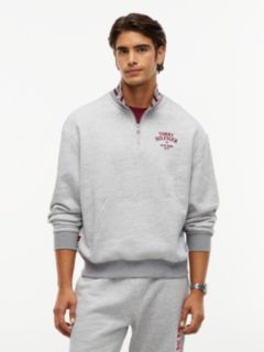 Embroidered Logo Quarter-Zip Sweatshirt — Grey Heather 1