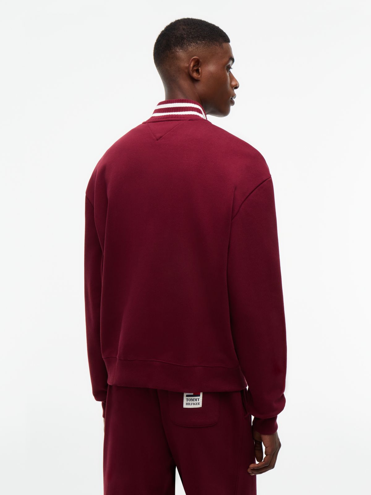 Embroidered Logo Quarter-Zip Sweatshirt — Burgundy