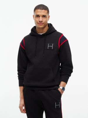 H-Logo Patch Pique Hoodie, Black