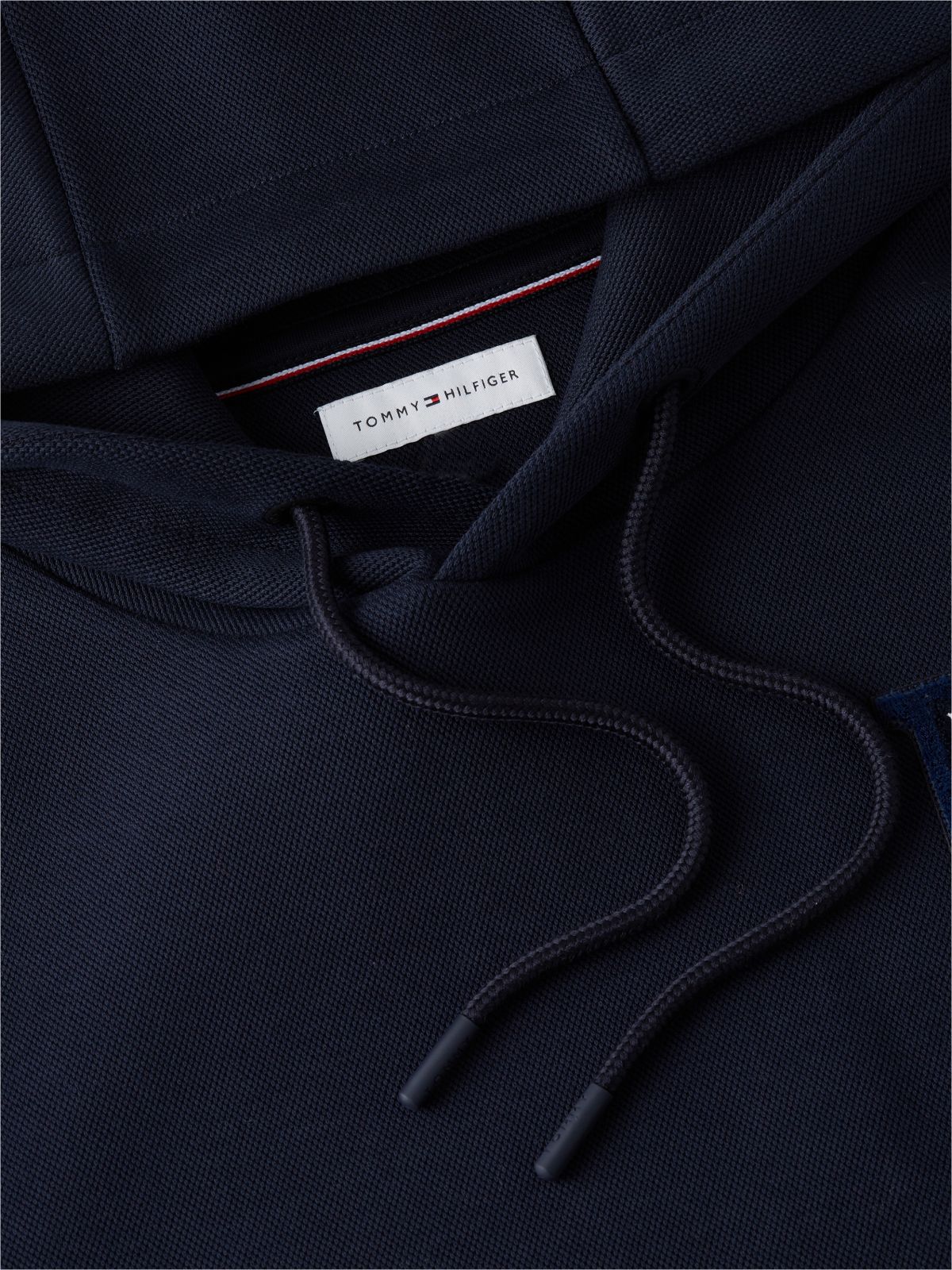 H-Logo Patch Pique Hoodie — Navy Blue