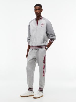 Мужские толстовки Tommy Hilfiger Padded Varsity Sweatshirt Bomber, цвет: Серый меланжевый — фото 2