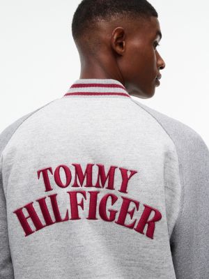 Мужские толстовки Tommy Hilfiger Padded Varsity Sweatshirt Bomber, цвет: Серый меланжевый — фото 3