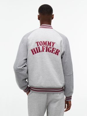Мужские толстовки Tommy Hilfiger Padded Varsity Sweatshirt Bomber, цвет: Серый меланжевый — фото 4