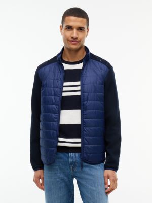 Mixed-Media Performance Zip Jacket, Carbon Navy