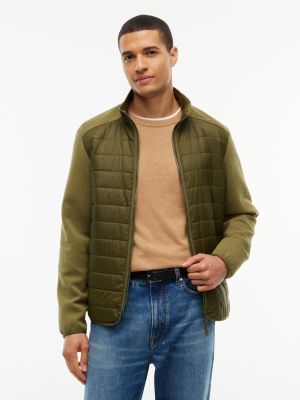 Mixed-Media Performance Zip Jacket, Huntsman Green