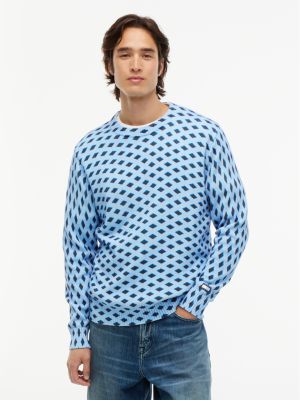 Tommy Hilfiger x FRGMT Abstract Check Sweater, Well Water/Navy Blue