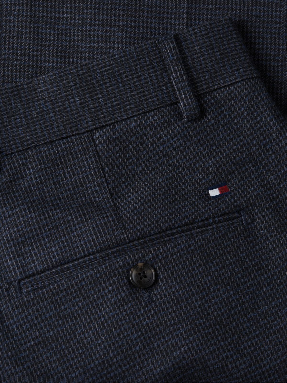 New York Label Houndstooth Tapered Pant — Navy Blue