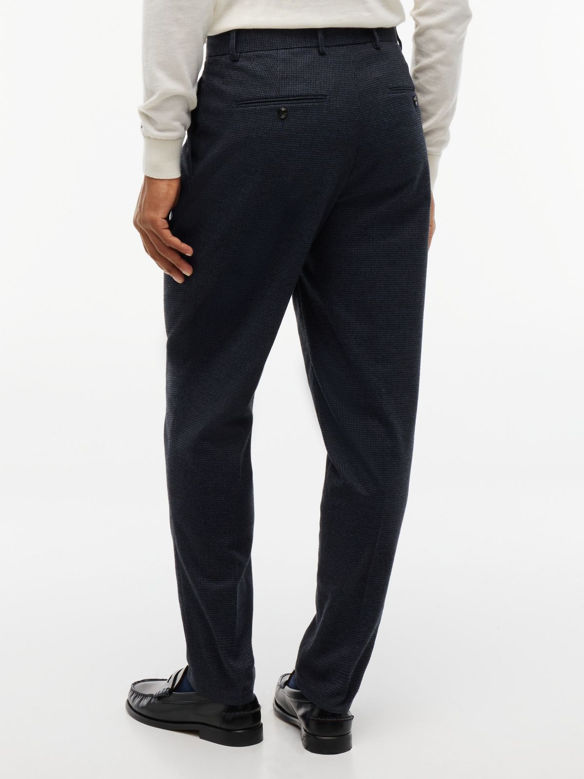 New York Label Houndstooth Tapered Pant — Navy Blue