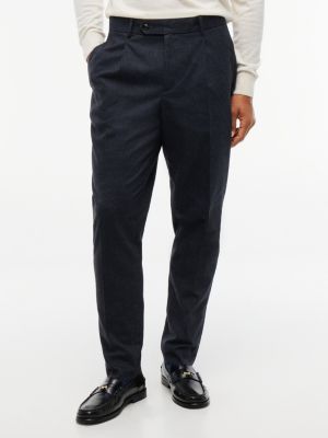 New York Label Houndstooth Tapered Pant, Navy Blue