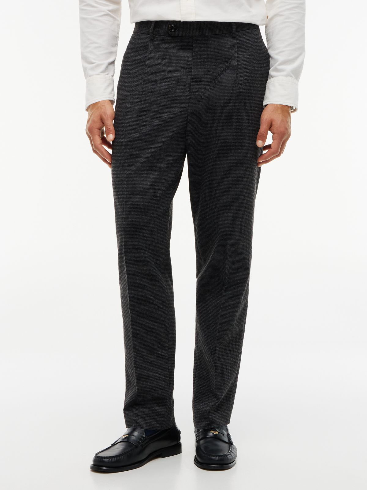 New York Label Houndstooth Tapered Pant — Dark Grey Heather