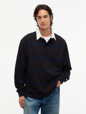 Tommy Hilfiger x FRGMT Striped Rugby Polo, Black/Navy Blue Stripe