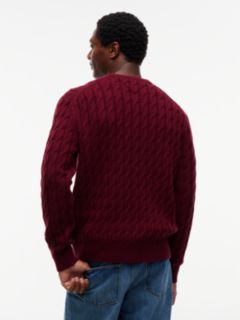 Crest Logo Cable Knit Wool-Blend Sweater — Burgundy 6