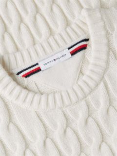 Crest Logo Cable Knit Wool-Blend Sweater — Ivory Petal 6