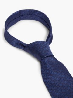Tonal Crest Logo Silk Tie — Navy Blue 3