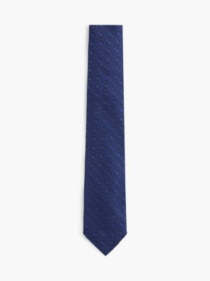 Tonal Crest Logo Silk Tie, Navy Blue