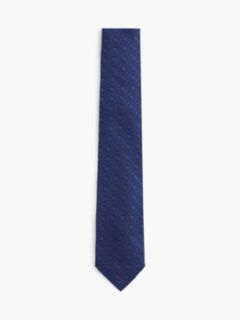 Tonal Crest Logo Silk Tie — Navy Blue 1