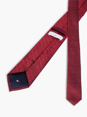 Мужские галстуки Tommy Hilfiger Tonal Crest Logo Silk Tie, цвет: Бордовый — фото 2