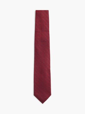 Tonal Crest Logo Silk Tie, Burgundy