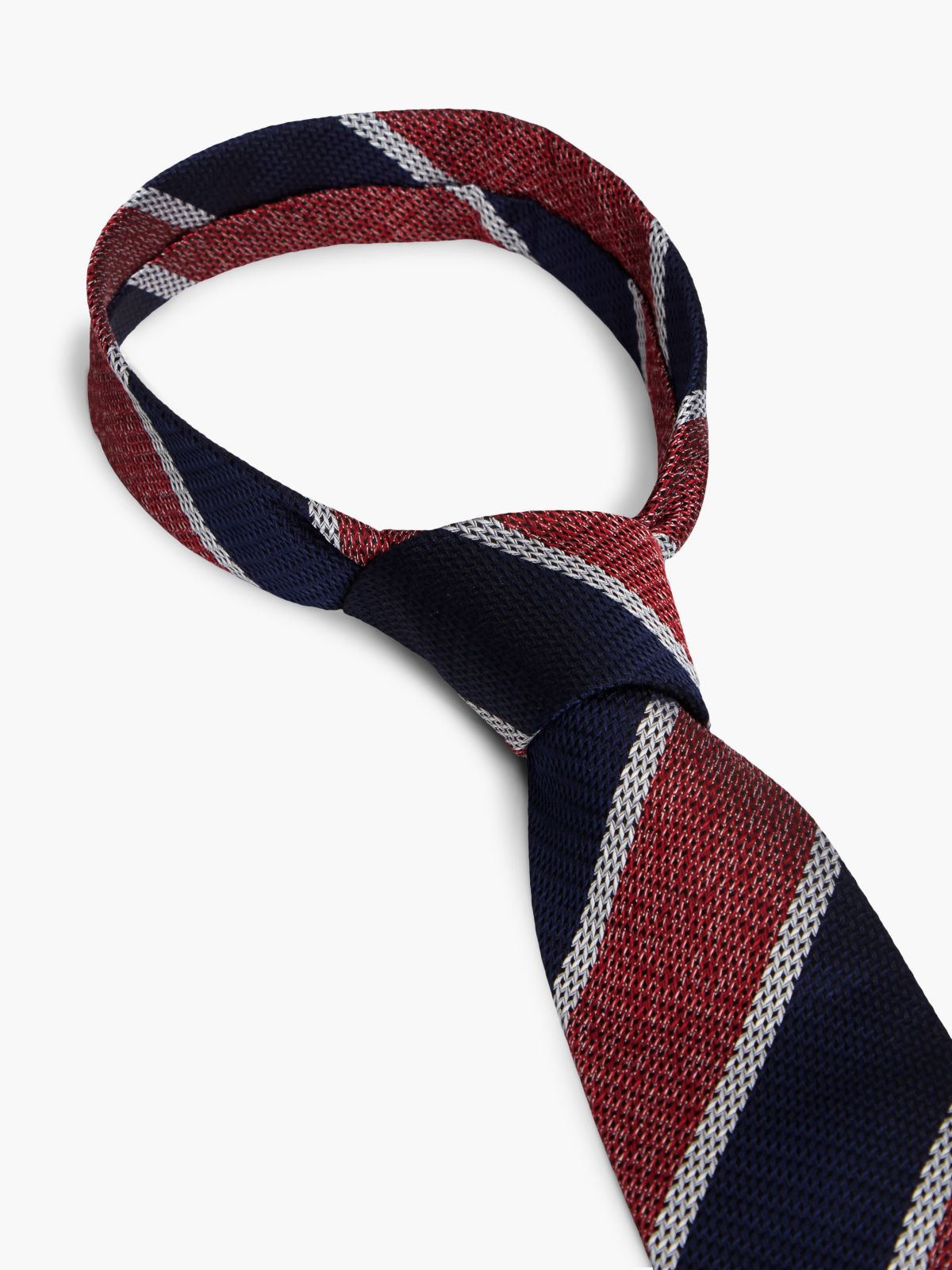 Regimental Stripe Silk Tie — Navy Blue Multi