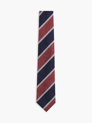 Regimental Stripe Silk Tie, Navy Blue Multi