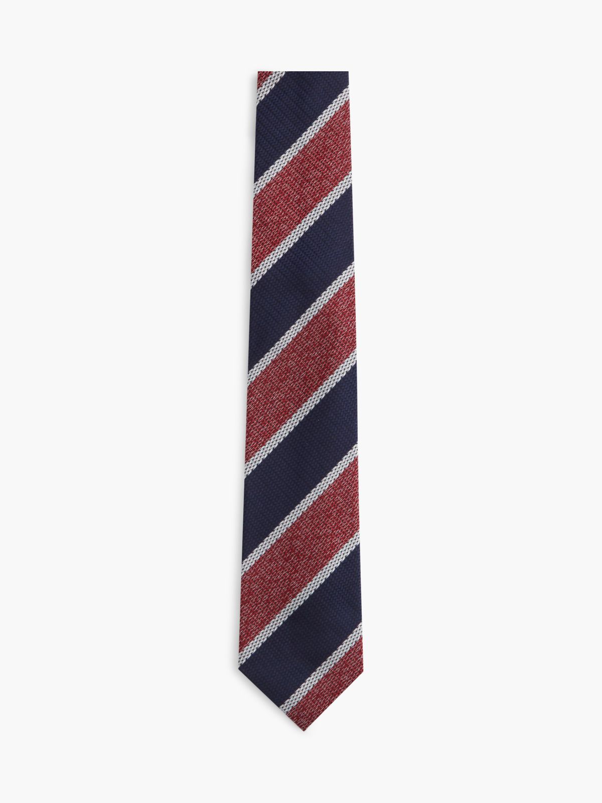 Regimental Stripe Silk Tie — Navy Blue Multi