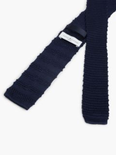 Striped Knit Silk Tie — Navy Blue 2