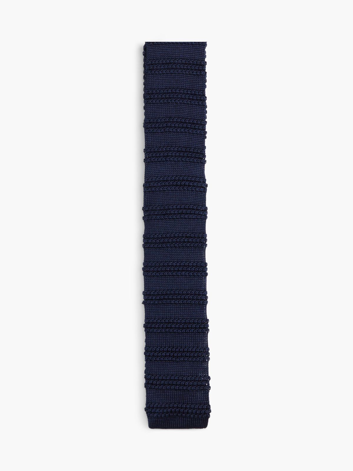 Striped Knit Silk Tie — Navy Blue