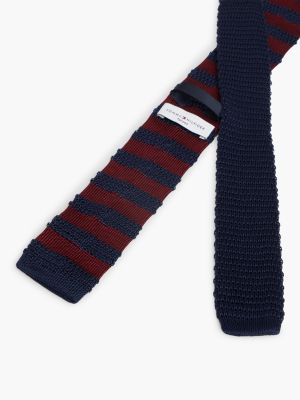 Мужской галстук Tommy Hilfiger Striped Knit Silk Tie, цвет: Бордовый — фото 2