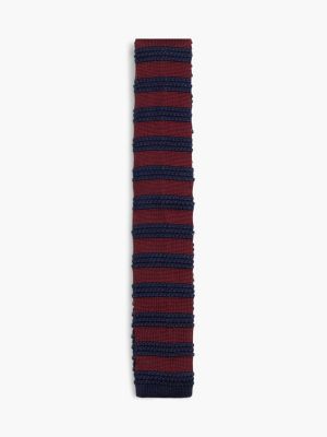 Striped Knit Silk Tie, Burgundy