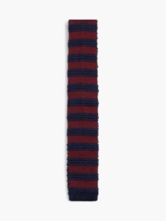 Striped Knit Silk Tie — Burgundy 1