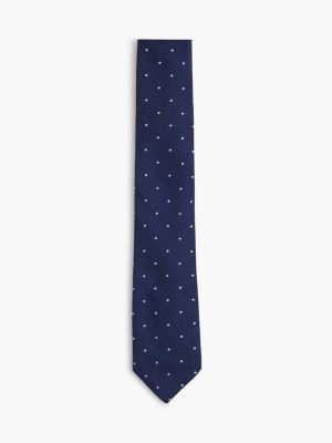 Allover Dot Silk Tie, Navy Blue Multi