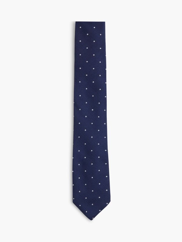 Allover Dot Silk Tie — Navy Blue Multi