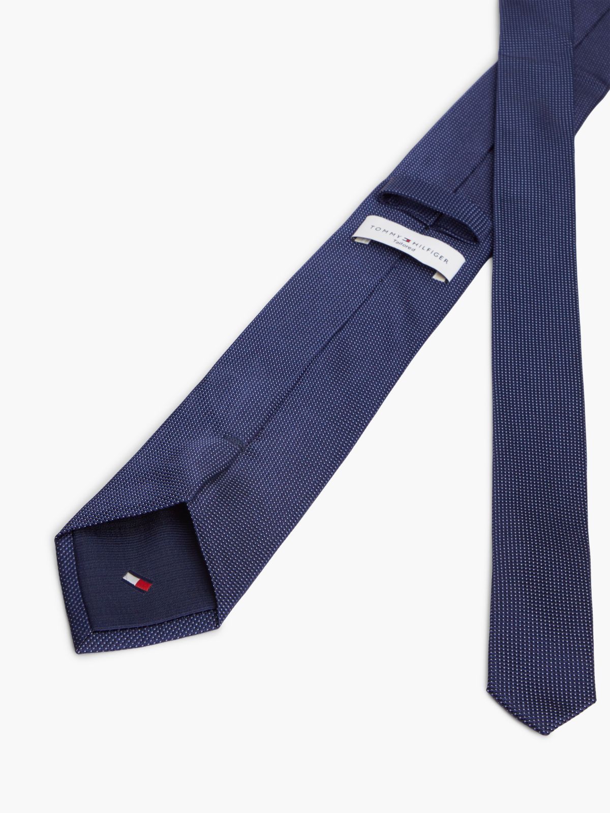 Microdot Silk Tie — Navy Blue