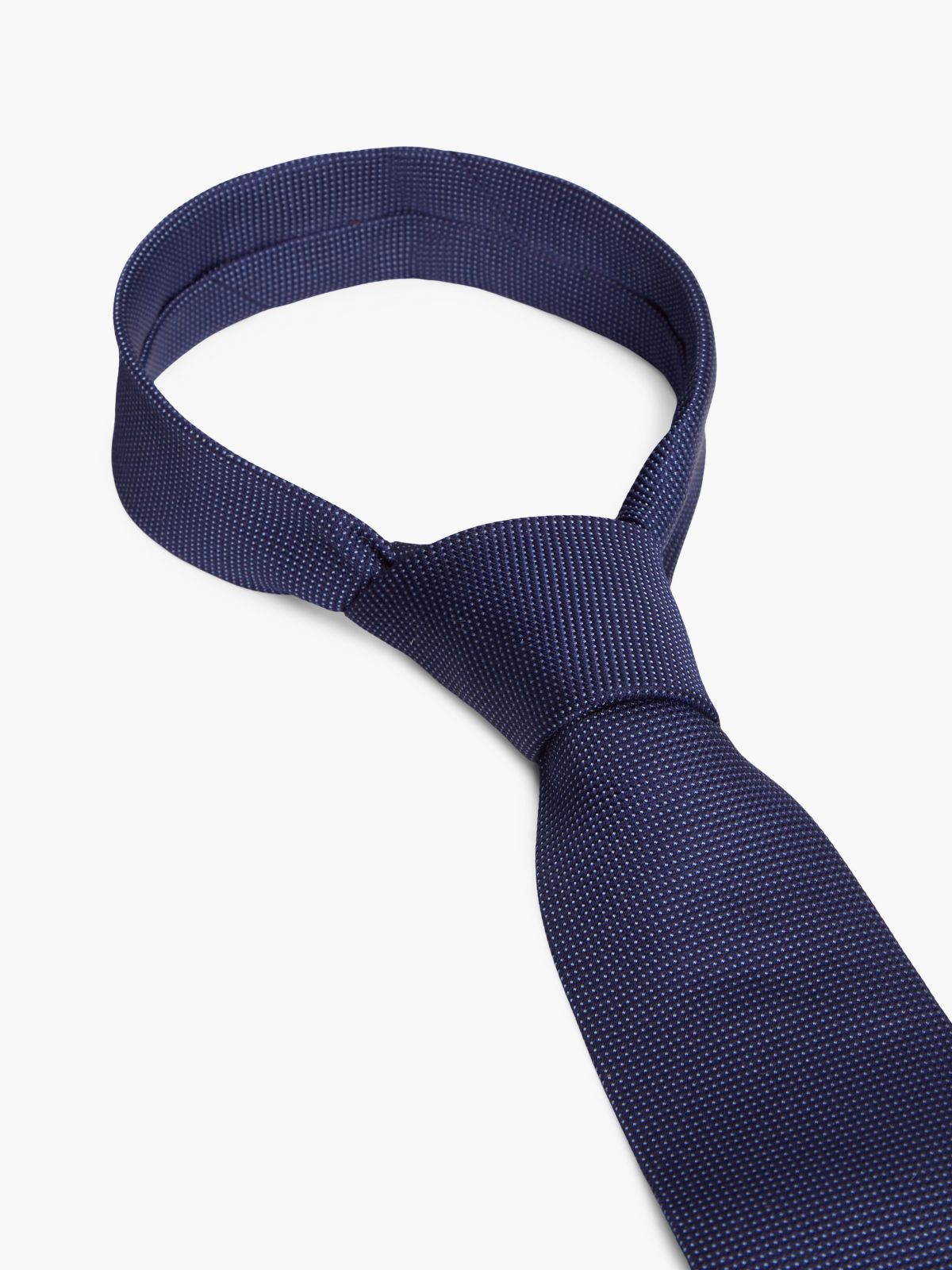 Microdot Silk Tie — Navy Blue