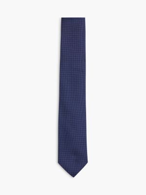 Microdot Silk Tie, Navy Blue
