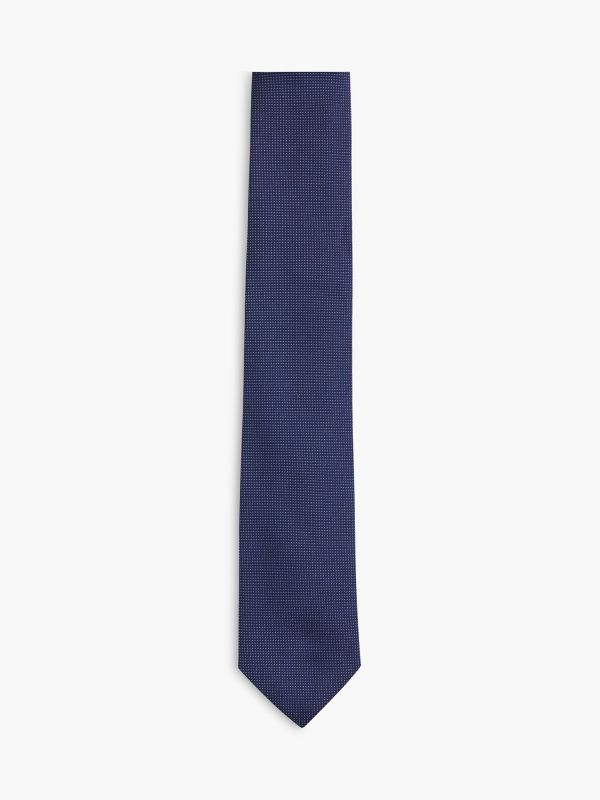 Microdot Silk Tie — Navy Blue