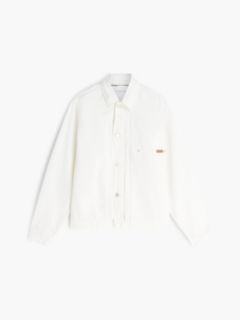Garment-Dyed Pleated Denim Jacket — White 5