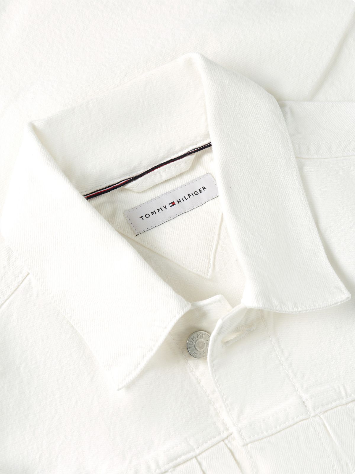 Garment-Dyed Pleated Denim Jacket — White