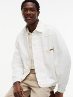 Garment-Dyed Pleated Denim Jacket — White 3