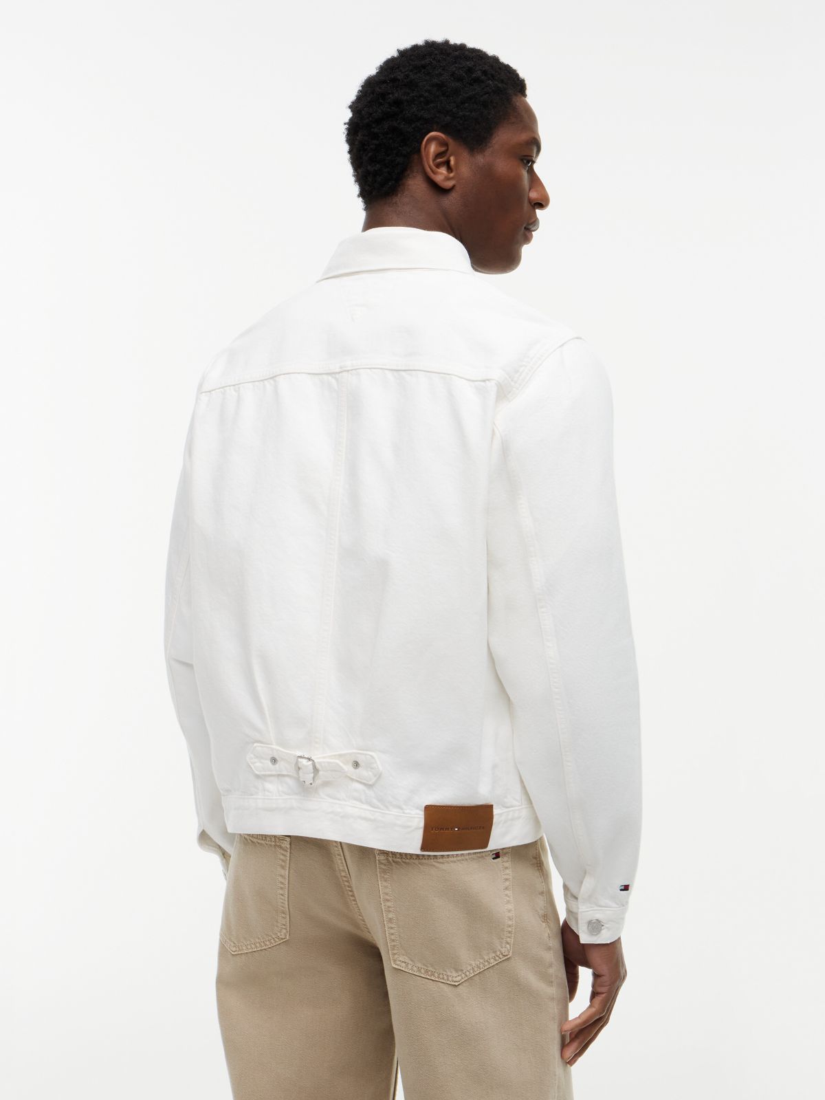 Garment-Dyed Pleated Denim Jacket — White