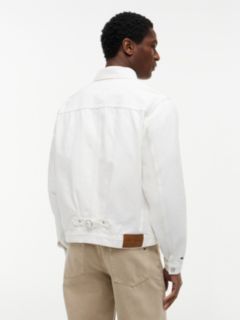 Garment-Dyed Pleated Denim Jacket — White 4