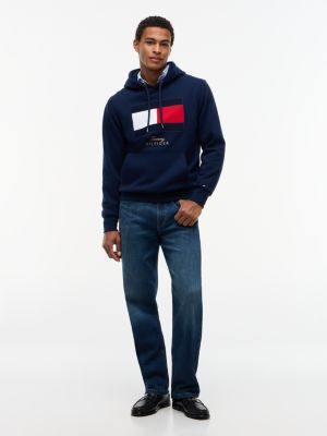 Мужское худи Tommy Hilfiger Embroidered Flag Logo Fleece, цвет: Карбоновый тёмно-синий — фото 2