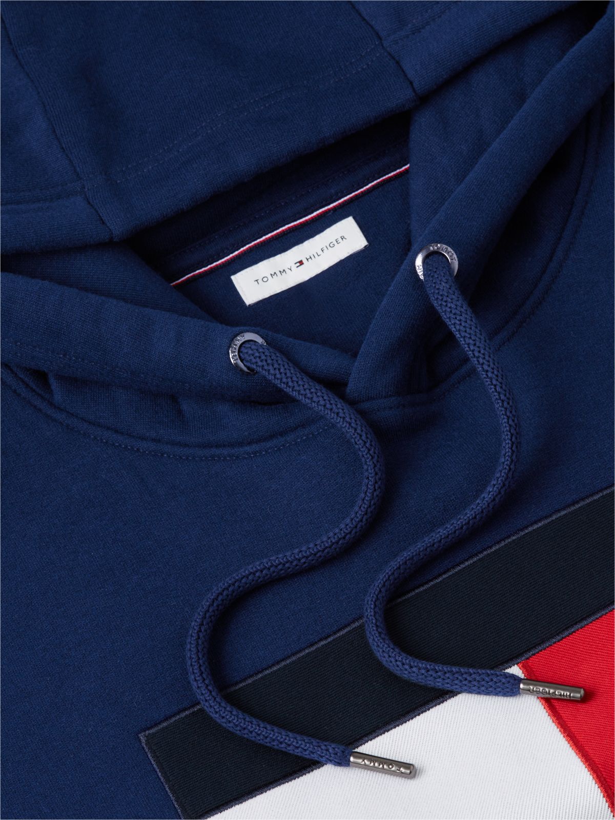 Embroidered Flag Logo Fleece Hoodie — Carbon Navy