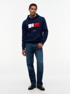 Embroidered Flag Logo Fleece Hoodie — Carbon Navy 2