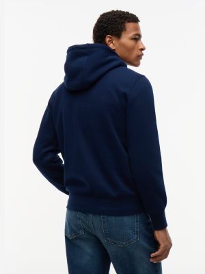 Мужское худи Tommy Hilfiger Embroidered Flag Logo Fleece, цвет: Карбоновый тёмно-синий — фото 4